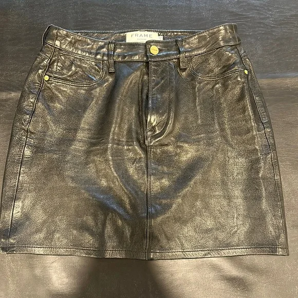 FRAME LEATHER MINI SKIRT - Picture 2 of 2